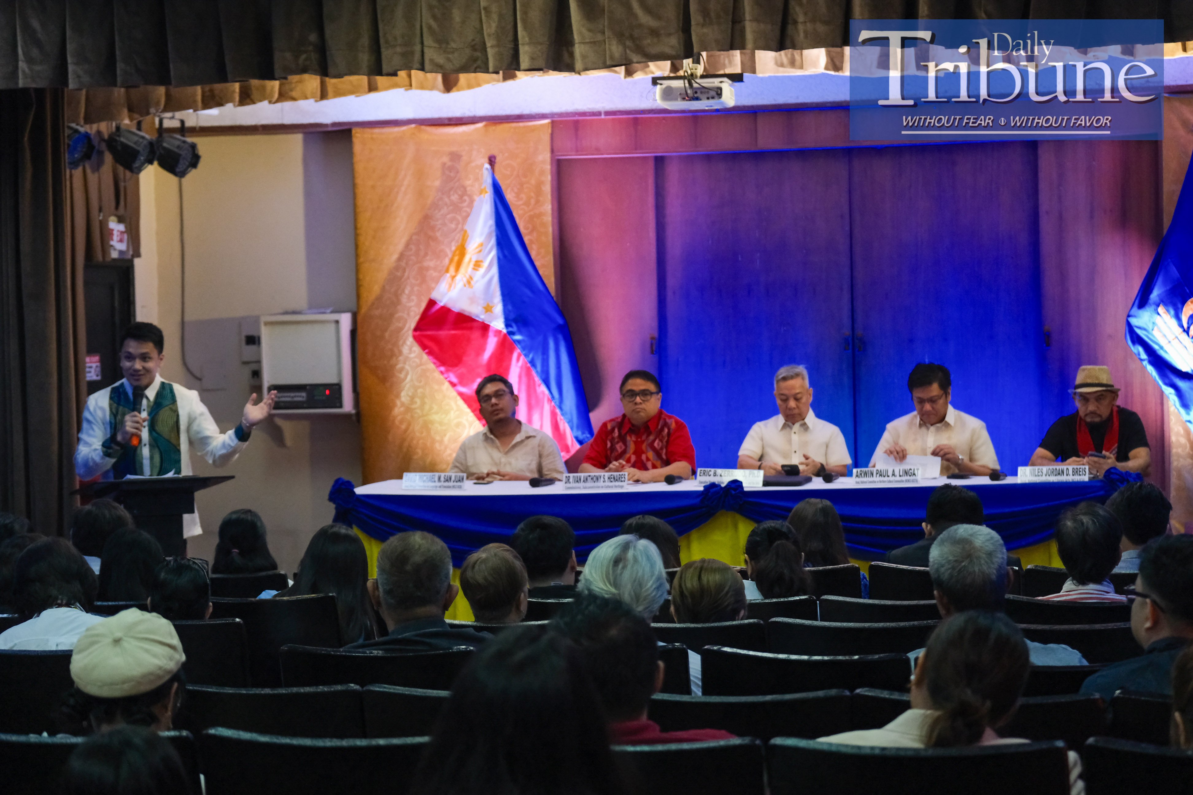 From left to right: David Michael San Juan, Dr. Ivan Anthony S. Henares, Eric B. Zerrudo, Arwin Paul A. Lingat,  and Dr. Niles Jordan D. Bries during the press conferrence of the National Commission for Culture and the Arts (NCCA) announcing the Competitive Grants Program 2025, amounting to P133 million, with a submission deadline of August 31, 2024. Authorized by Republic Act 7356, the program aims to provide grants to individuals and organizations that significantly contribute to Philippine culture and arts. The grants focus on four strategic outcomes: reaffirming Filipino identity, harnessing creativity, establishing inclusive communities, and enhancing culture-responsive governance. The rigorous selection process evaluates proposals based on merit and alignment with the NCCA's priorities, categorized under four Subcommissions. PHOTOS BY YUMMIE DINGDING